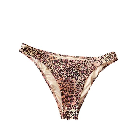 Shade & Shore 2 PC Bikini Animal Print Size Small Brown Pink Halter Swimwear - Picture 11 of 12